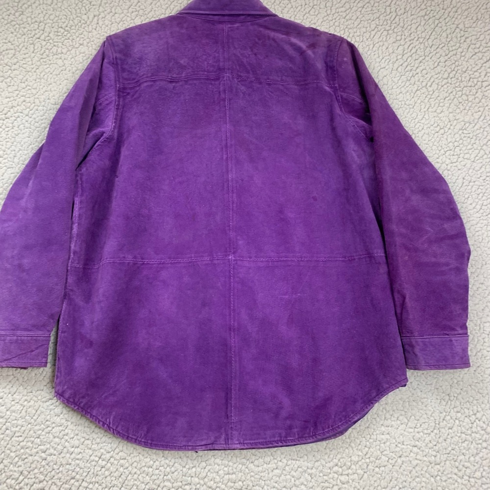 VTG Bagatelle Suede Shirt Womens Large Purple Genuine Leather Button Down Jacket - Picture 6 of 11